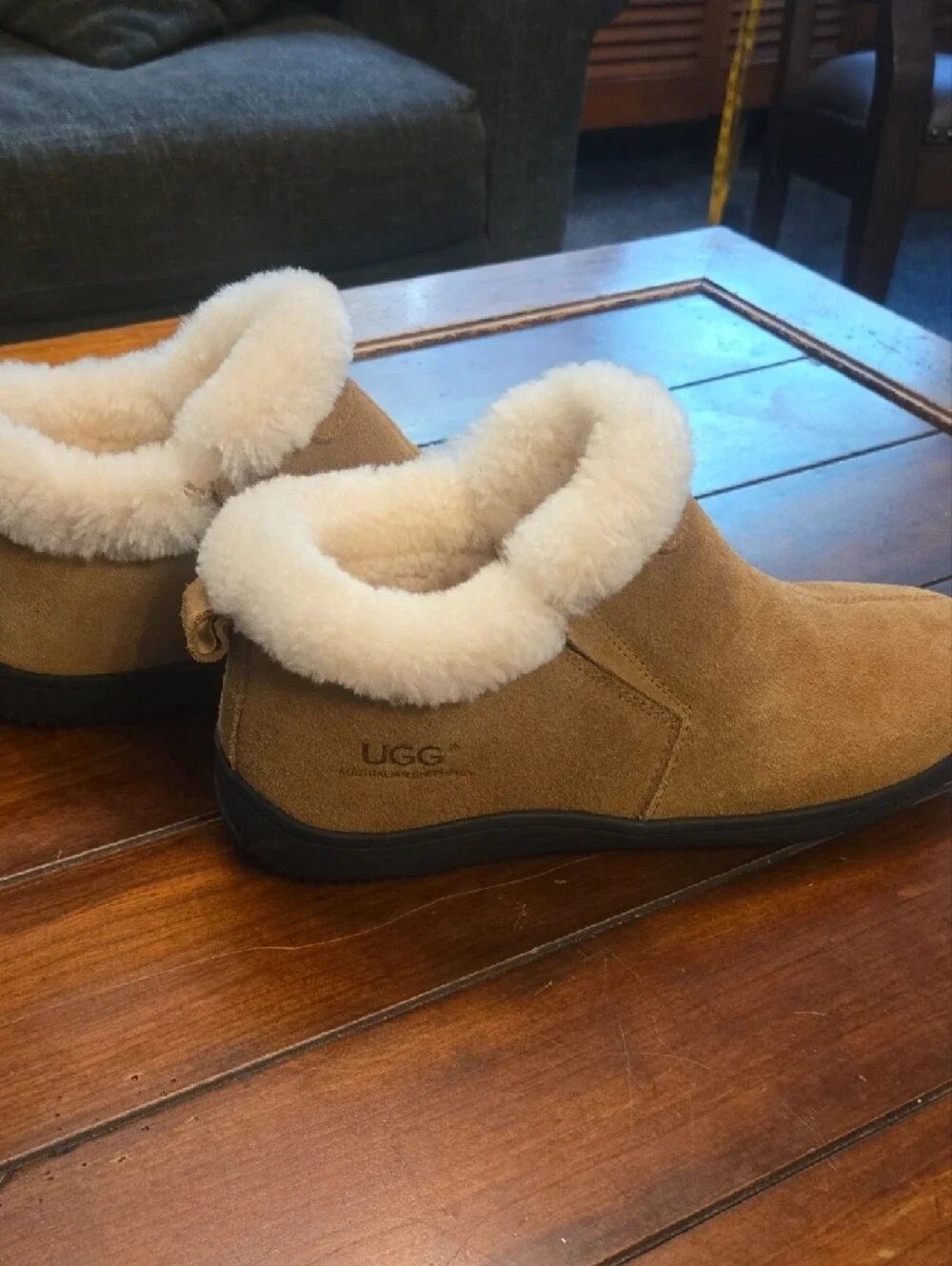 UGG Women's Chestnut Suede Shearling-Cuff Ankle Boots